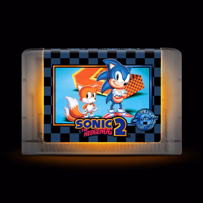 Cartouche Sonic the Hedgehog 2 à dominante sombre, éclairage studio