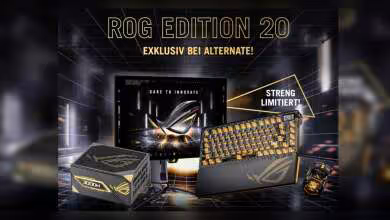 Ensemble périphériques ASUS ROG Edition 20 avec clavier, souris, écran OLED fond noir contrasté
