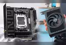 Carte mère Colorful AM5 Mini-ITX avec ventilateur, éclairage professionnel, fond contrasté