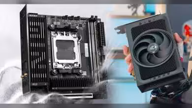 Carte mère Colorful AM5 Mini-ITX avec ventilateur, éclairage professionnel, fond contrasté
