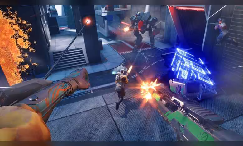 GeForce 610.62 WHQL : NVIDIA corrige G-SYNC, WoW et Apex avant Empulse 1 Scène de jeu vidéo futuriste avec combats armés, robots et effets lumineux, style shooter en vue subjective