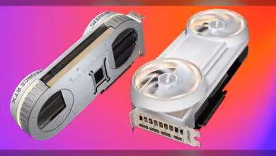 RTX 5080 INFINITY cartes GIGABYTE avec éclairage RGB fond dégradé coloré