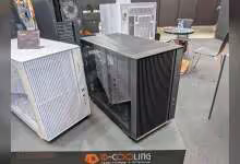 Boîtiers PC ID-Cooling blanc et noir, façade nervurée, logo ID-Cooling visible