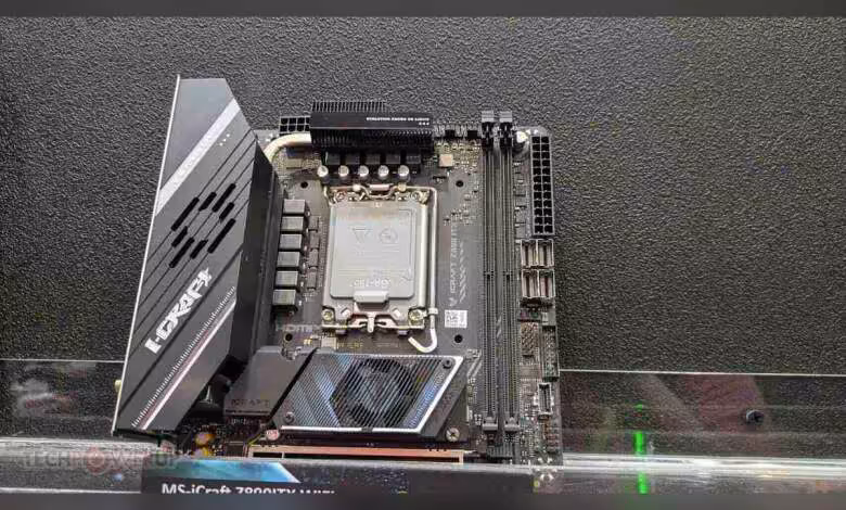 Maxsun iCraft Z890 ITX Wi-Fi : une mini-ITX taillée pour 250 W au Computex 2026 1 Carte mère Maxsun iCraft Z890 ITX Wi-Fi, vue de face avec socket Intel et dissipateurs iCraft