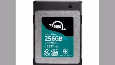 Carte mémoire OWC Atlas Core CFexpress 4.0 Type B 256 Go, vue de face centrée sur fond blanc