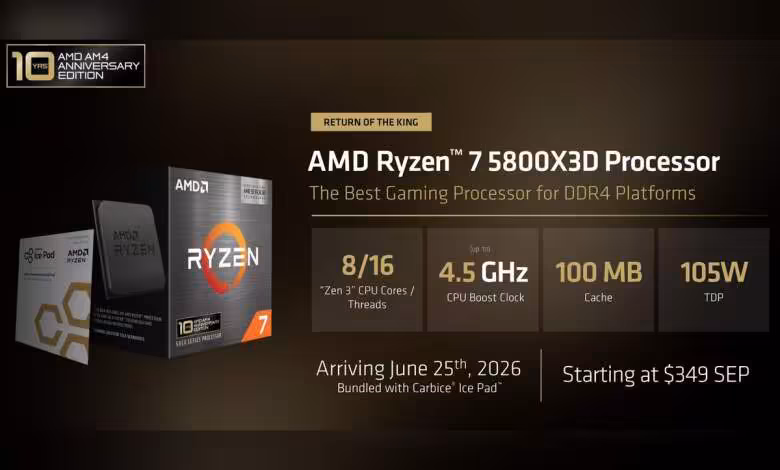 Ryzen 7 5800X3D : AMD a dû refaire l'empilage 3D pour relancer l'édition AM4 1 Capture annonce processeur AMD Ryzen 7 5800X3D avec spécifications techniques et prix de départ.