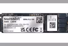 SSD M.2 Swissbit A2000 NVMe 3,84 To avec étiquette industrielle et connecteur doré