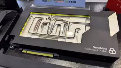 Waterblock Thermal Grizzly DeltaMate ROG Matrix RTX 5090, finition noire avec canalisation visible