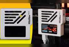 WireView Pro II White Edition en fonctionnement fond jaune vif et noir, contrastes forts, détails nets