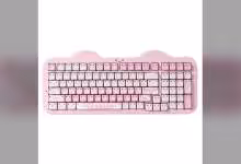 Clavier mécanique YUNZII C98 MAO rose, vue de dessus sur fond blanc, format 96 %