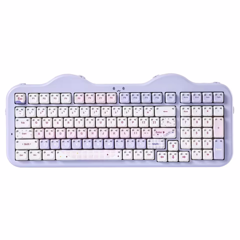 Clavier mécanique YUNZII C98 MAO violet, vue de dessus sur fond blanc, version sans rétroéclairage