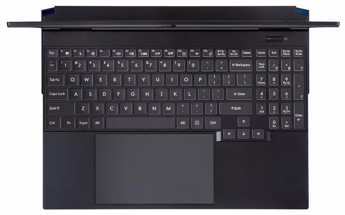Adder Pro : System76 lance un portable OLED 2K avec Core Ultra 7 et GeForce RTX 50 3 Vue du clavier et du pavé tactile du System76 Adder Pro, châssis noir