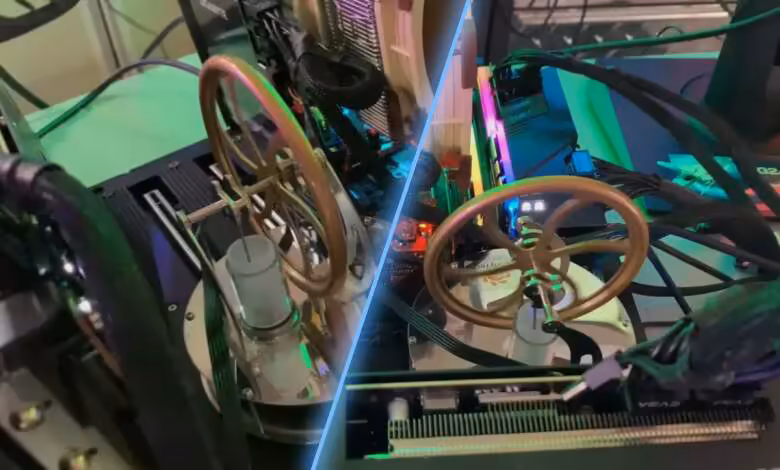 Moteur Stirling sur Threadripper : la chaleur du chipset fait tourner un mini moteur 1 A small Stirling engine was placed on a Threadripper board heatsink and powered by waste heat