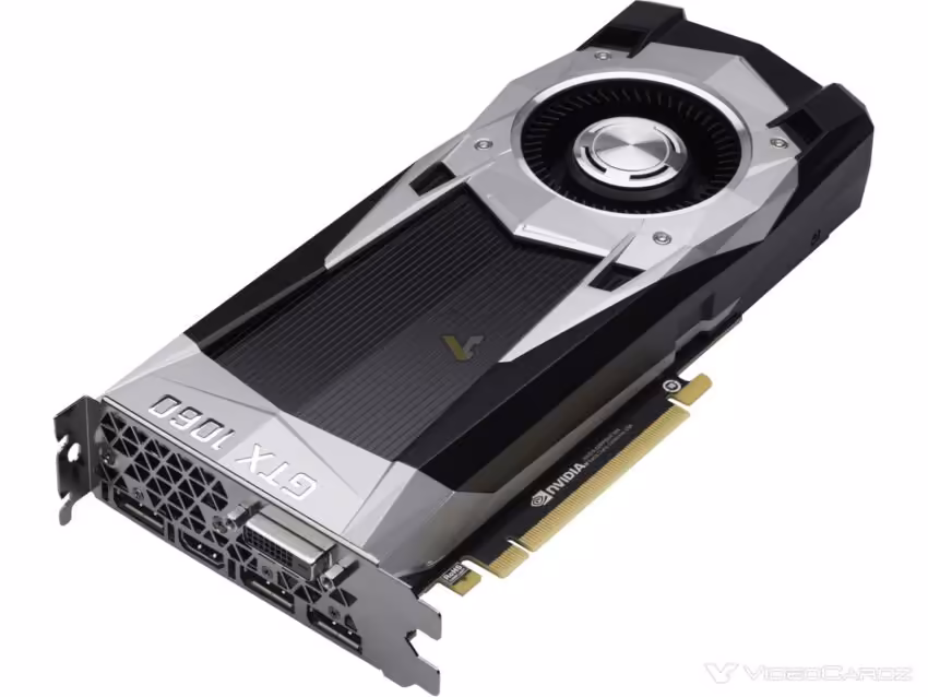 GTX 1060 : dix ans après, la carte de NVIDIA qui a dominé Steam pendant 59 mois 2 Carte graphique NVIDIA GeForce GTX 1060 design foncé et argent, fond partiellement visible.