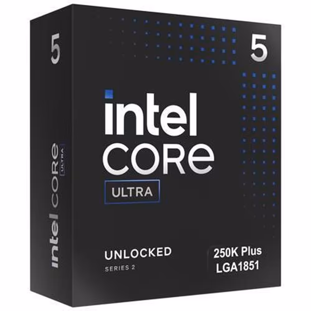 Core Ultra 200S : Intel relève les prix ARK, Amazon vend encore moins cher aux USA 5 Packaging boîte Intel Core Ultra 250K Plus fond blanc, design sobre