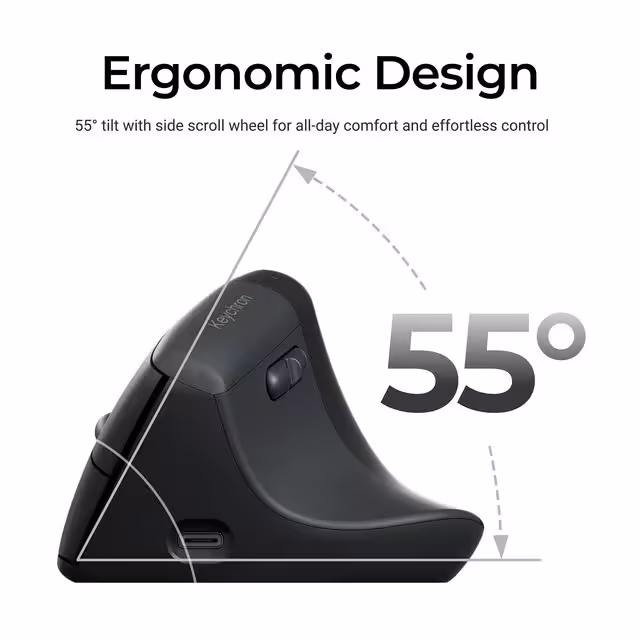 Visuel promotionnel Keychron BM27 montrant le design ergonomique vertical avec inclinaison 55 degrés