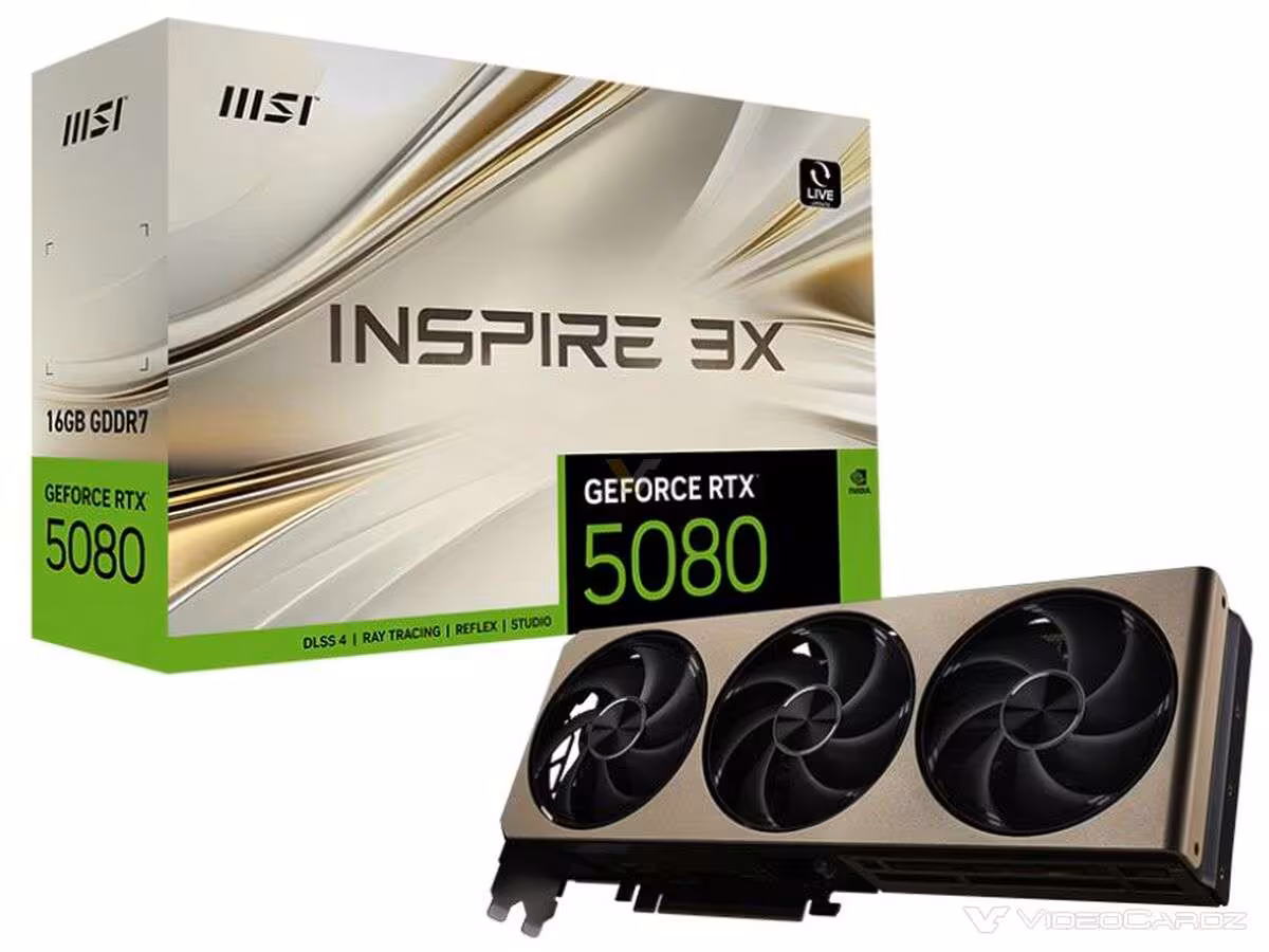 MSI RTX 5080 INSPIRE 3X BLACK à 1 429 $ : une nouvelle version sobre et compacte 3 MSI RTX 5080 INSPIRE 3X BLACK reaches US retailers for $1,429