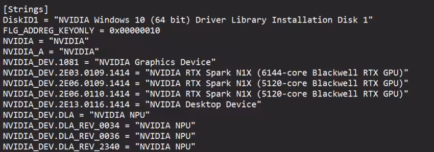 Capture texte montrant spécifications techniques NVIDIA pour Windows 11 et GPU Blackwell RTX