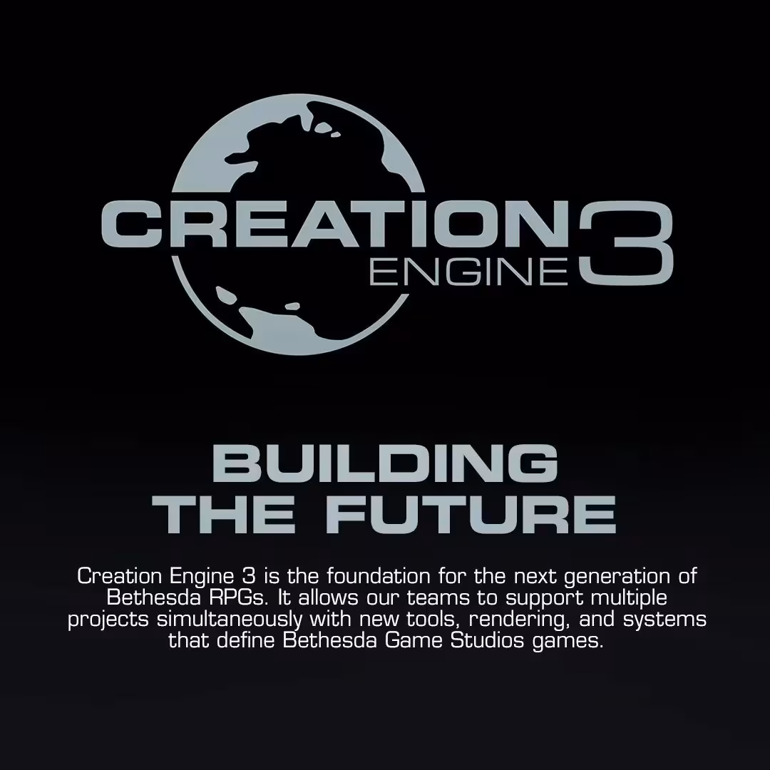 Logo Creation Engine 3, texte sur fond sombre moins contrasté.