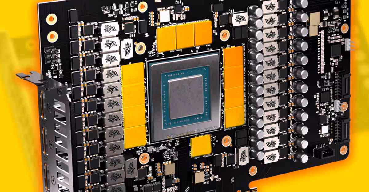 Température mémoire NVIDIA : lecture par puce activée sur GeForce RTX 30, 40 et mobiles 2 Carte mère GPU NVIDIA avec composants visibles, fond jaune vif contrasté