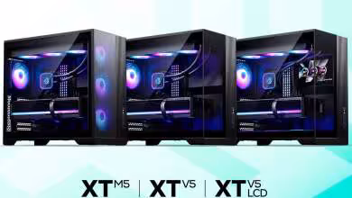 Comparatif des boîtiers Phanteks XT M5, XT V5 et XT V5 LCD avec configurations RGB visibles