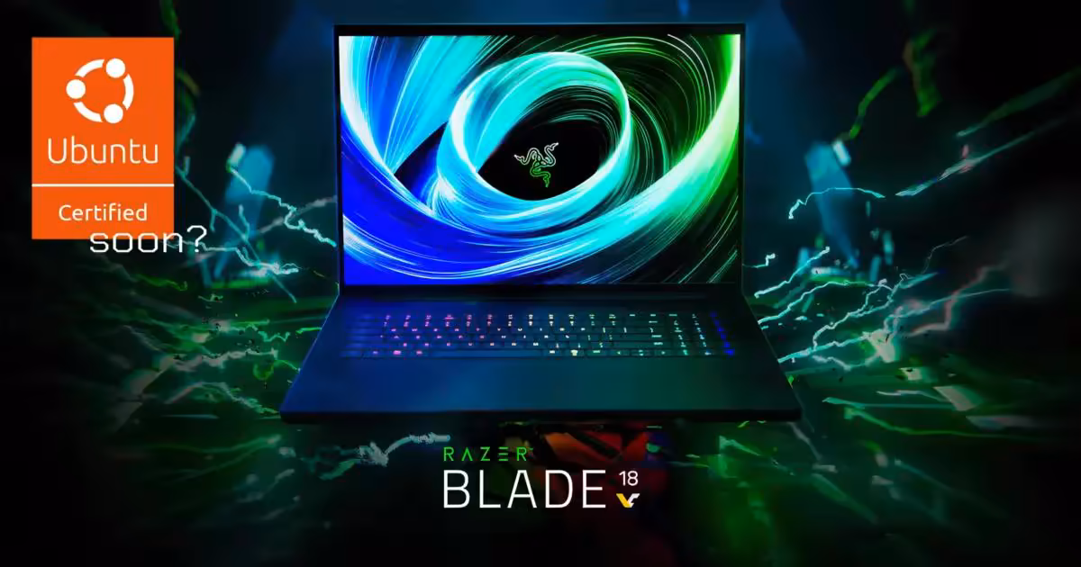 Ubuntu Linux : le Razer Blade 18 vise une certification officielle avec Core Ultra 9 290HX 2 Ordinateur portable Razer Blade 18 avec écran lumineux, logo RGB, fond sombre énergique et contrasté