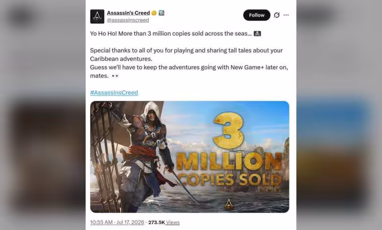 Assassin’s Creed Black Flag Resynced atteint 3 millions de ventes et prépare un New Game+ 1 Publication Assassin’s Creed annonçant 3 millions d’exemplaires vendus, illustration Black Flag Resynced