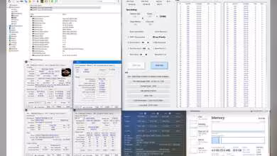 Capture d’écran de logiciels de diagnostic mémoire DDR5 sur PC Gigabyte, avec profils, timings et tests stabilité