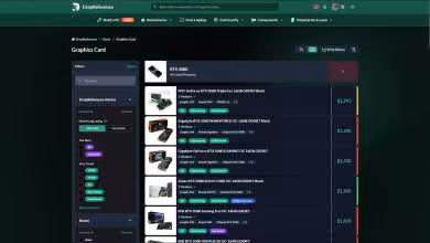 Page DropReference avec liste de cartes graphiques RTX 5080 et prix comparatifs