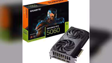 Photo produit Gigabyte GeForce RTX 5060 avec packaging, couleurs vives
