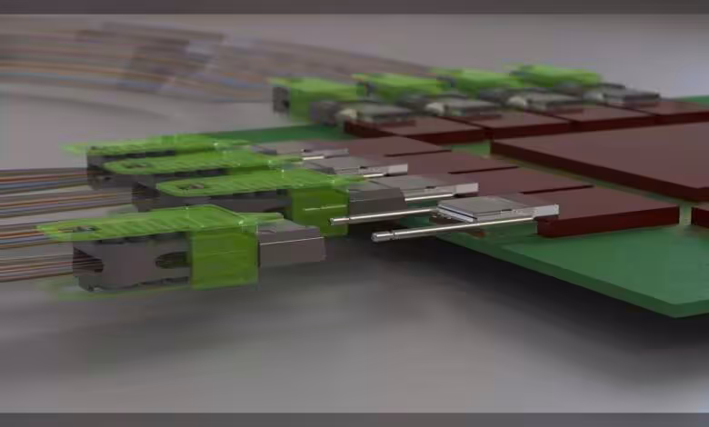 GlobalFoundries obtient 300 millions de dollars et cède 1 % au gouvernement américain 1 Illustration 3D de wafers et puces semi-conductrices GlobalFoundries, assemblage de circuits intégrés verts et rouges