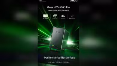 GMKtec Geek NEO-X1/X1 Pro, mini PC AMD Ryzen 9, design vertical noir avec éclairage vert dynamique