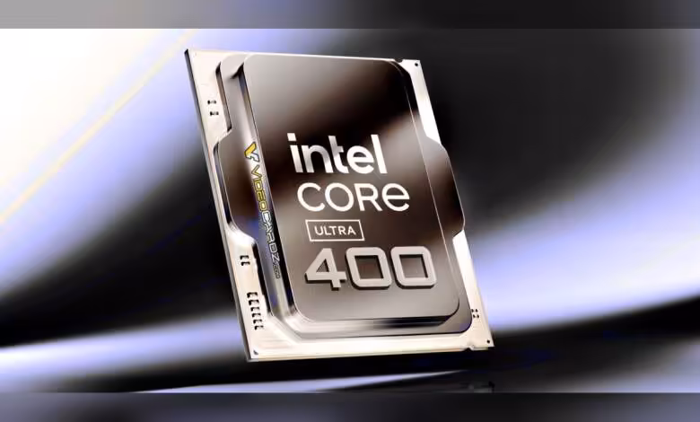 Nova Lake : sept identifiants PCI graphiques désormais pris en charge dans Linux 7.3 1 Processeur Intel Core Ultra 400 sur fond sombre avec éclairage professionnel contrasté