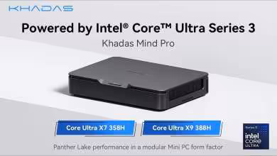 Khadas Mind Pro avec Intel Core Ultra Series 3, options Core Ultra X7 358H et X9 388H
