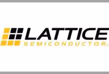 Logo Lattice Semiconductor noir et jaune sur fond blanc, texte stylisé avec motif en carrés