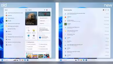 Capture d'écran ancienne et nouvelle interface Windows 11 avec widgets, comparatif visuel