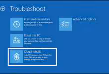 Capture écran de l'interface de restauration de Windows 11 avec option Cloud Rebuild.