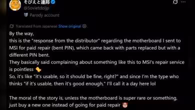 Capture d'un tweet réponse de MSI concernant réparation carte mère MAG B760M, texte sur fond noir