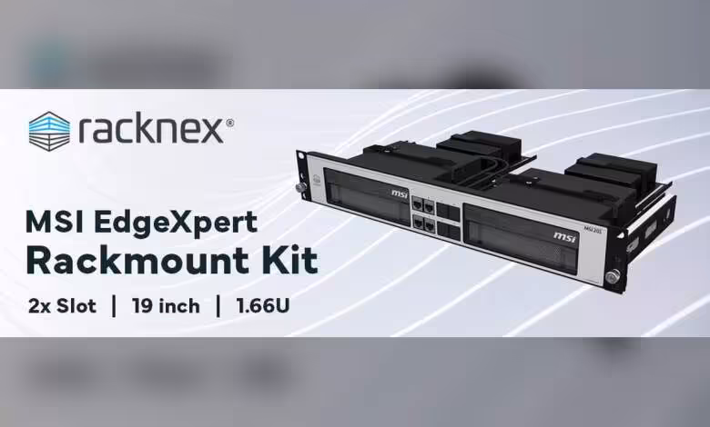 MSI EdgeXpert passe au rack 19 pouces avec Racknex et jusqu’à 2 unités en 1,66U 1 Kit de rack MSI EdgeXpert Rackmount 19 pouces Racknex, format 2x slot, hauteur 1,66U, châssis noir métal