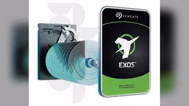 Disque dur Seagate Exos Mozaic avec visuel HAMR et plateau interne