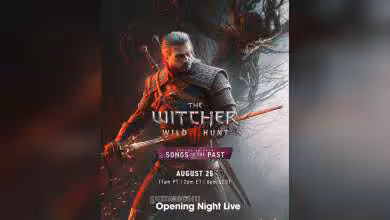 Affiche promotionnelle The Witcher 3: Wild Hunt, bannière Songs of the Past, Gamescom Opening Night Live, August 25