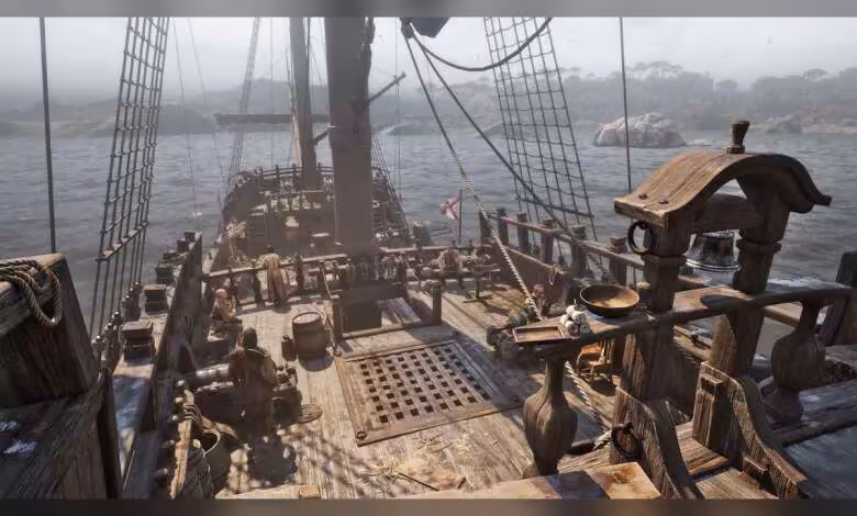 Sorties jeux vidéo du 13 au 17 juillet : Cthulhu, trains déjantés et tactique 1 Pont de navire à l’ambiance sombre, vue mer, tiré d’un jeu d’aventure maritime