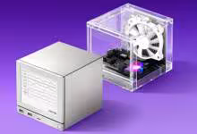 Steam Machine en 3D haute qualité et couleur vive fond violet éclatant