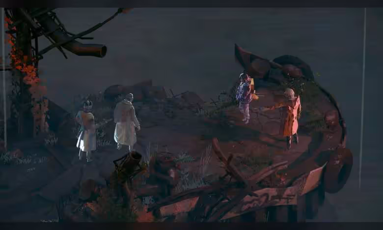 ZA/UM supprime jusqu’à 32 postes après l’échec commercial de Zero Parades: For Dead Spies 1 Scène de jeu isométrique sombre avec plusieurs personnages autour d’une structure organique, style art conceptuel