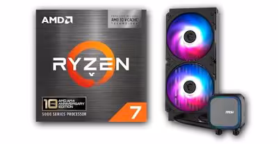 Packaging AMD Ryzen 7 5800X3D sur fond simple blanc