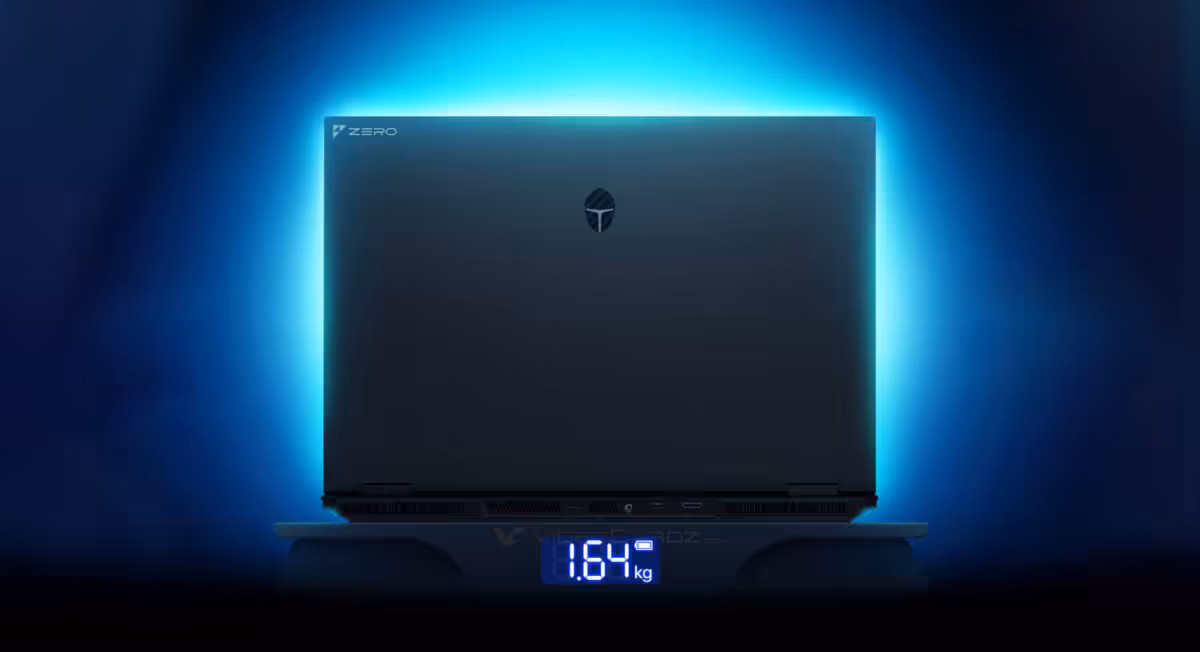 ZERO Air 16 : un 16 pouces de 1,64 kg avec Core Ultra 7 356H et GeForce RTX 5070 2 Ordinateur portable ThundeRobot 16 pouces avec halo bleu, affichage du poids, fond sombre