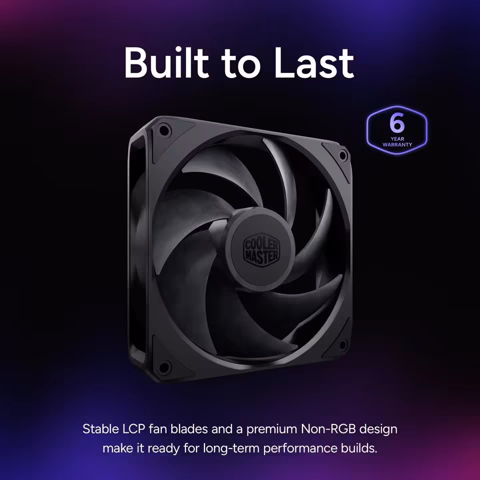 V8 ACE 3DHP : Cooler Master vise le niveau des doubles tours avec un format simple tour 7 Visuel Cooler Master avec ventilateur CPU et mention de garantie 6 ans, design non-RGB