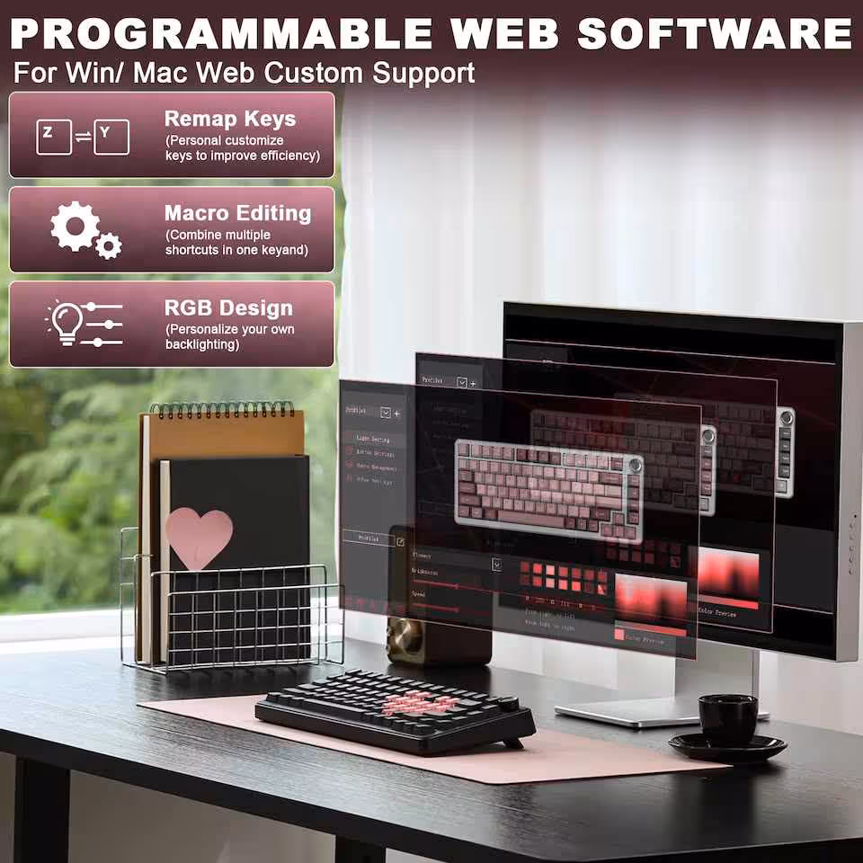 Yunzii B75 PRO : de nouveaux coloris pour ce clavier 75 % tri-mode et hot-swap 8 Yunzii B75 Pro avec logiciel web programmable pour remapper les touches, macros et éclairage RGB
