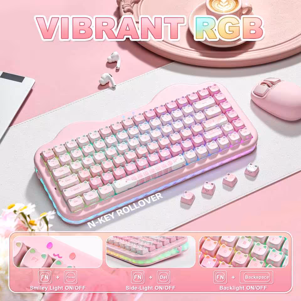 YUNZII C75 avec éclairage RGB vibrant, n-key rollover et raccourcis FN pour LED et rétroéclairage