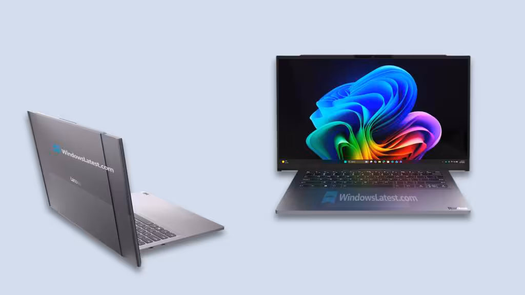Project Swan : Lenovo prépare un ThinkBook à écran OLED extensible sur deux côtés 2 Front and rear views of upcoming Lenovo ThinkBook Rollable PC